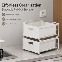 Steel Drawer Organiser, Stackable Drawer Unit for Cabinet Storage, Modern Minimalist Parts Organiser, Matte White Tool Drawer Organiser