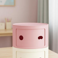 Round Bedside Table Nordic Style Cheerful Face Nightstand Creative Design Stackable Storage Unit for Kids, Bedroom, Living Room, Playroom