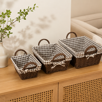 Storage Basket Set of 3, Woven Basket with Handles, Natural Plant Fiber Basket for Fruit, Vegetables, Kitchen, 34/31/27cm