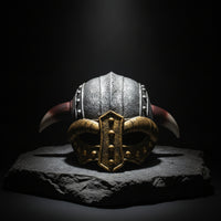 Horned Helmet Lightweight Fighter Helmet Antique Gold Headwear for Dress-up Parties