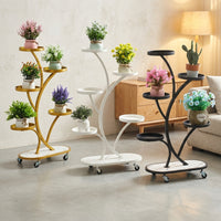 Corner Shelf Plant Stand for Indoor Plants, Ornate Curved Metal Design with Round Base, Heavy Duty Tiered Plant Pot Stand, Tall Display Stand
