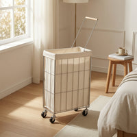 Laundry Cart with Wheels Compact Rolling Laundry Hamper Portable for Bathroom