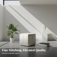 Light Luxury Design Upholstered Cube Stool Italian-Inspired Ottoman Multi-Functional Footrest Thickly Padded Top for Homeowners, Adults, Students, Living Room, Bedroom, Entryway, Small Areas