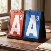 Spiral Binding Guandan Score Board Red and Blue Cards Flip Score Board Large White Letters Manual Flip Scoreboard Black Cover for Match Play
