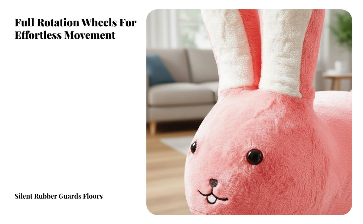 Multipurpose Bunny Shaped Ottoman Comfortable Seating Cartoon Rabbit Chair Soft Textile Soft Rabbit Stool Rounded Corners Design for Toddlers, Families, Family, Living Room, Entryway, Bedroom, Playroom