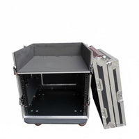 Lockable Casters Portable Audio Rack Case with Table Heavy-Duty Construction Rolling Mixer Stand Workstation Universal Design DJ Equipment Road Case for DJs, Sound Engineers, Musicians, Stage, Live Events, Touring