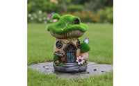 Mushroom House Figurine Outdoor Mushroom Cottage Statue Hand-Painted Look Fairy Garden Statue for Lawn, Courtyard