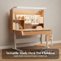 Anti-Pinch Safety Design Height Adjustable Kids Desk Set Safe & Long-Lasting Kids Desk and Chair Set Storage Drawer Solid Wood children's Writing Table Widened Desktop for Students, Boys, Girls, Homework, Homeschooling, Reading, Playroom
