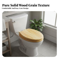 Long-Lasting Solid Wood Toilet Seat Waterproof Thickened Wood Toilet Seat Anti-Corrosive Bathroom Hardware for Homeowners, Adults, Restroom, Home