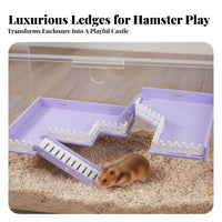 Includes Hideout and Fence elevated platform deck with Ladder Two-Story Design Wooden Activity deck Pet Enrichment habitat Accessory Set Relieves Boredom for Hamsters, Gerbils, Mice, Playpen