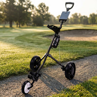 Folding Golf Push Cart with Cup Holder Portable 3 Wheel Golf Cart Long-Lasting Trolley Heavy-Duty for Golfers