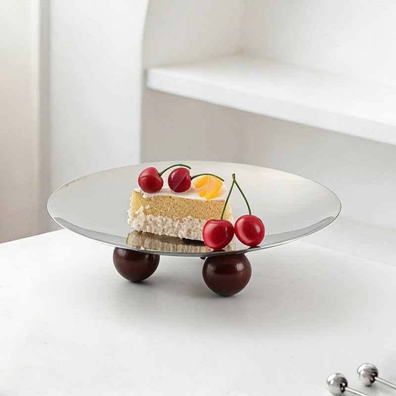 Minimalist Luxury Stainless Steel Fruit Tray with Three Legs