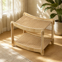 Two-Level Feline Bed Natural Finish Pet Furniture Stable Frame