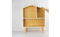 Pretend Play Wooden Dollhouse Educational Wooden Dollhouse Shelf Easy Assembly House Shaped Bookcase for Girls, Young Children, Playroom, Nursery