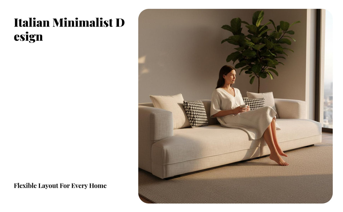 Curved Corner Sofa Italian design Curved L-Shaped Lounger Minimalist Design Living Room Furniture for Homeowners, Young Adults, Lounge Area, Apartment