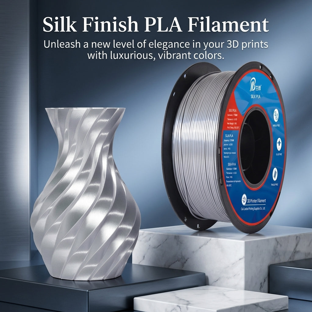 PLA material Silk Filament 1.75mm 1kg Spool with Neat Winding, Smooth Finish for 3D Printing Prototyping Modeling, Black for Makers
