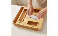 Wall-Mountable Food Storage Bag Organizer Labeled Bamboo Bag Storage Organizer Slim Eco-Friendly for Kitchen Drawer, Pantry, Cabinet