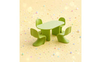 5 Pieces Light Green Dollhouse Dining Set Molded Plastic Miniature Table and Chairs Rounded Edges Miniature Dining Furniture Polished Finish for Display