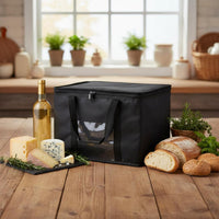 Aluminum Foil Lined Picnic Bag Reusable Insulated Thermal Tote Bag Clear Front Pocket Large Zippered Food Carrier for Beach