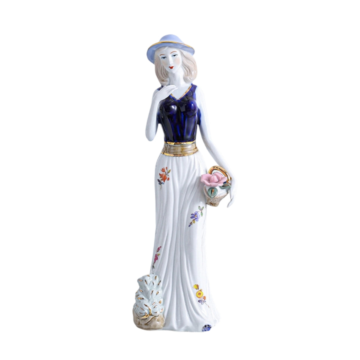 European-Style Ceramic Figurine Glazed Female Figurine Glossy Ceramic Statue Painted for Collectors
