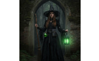 Medieval-Inspired Gothic Witch Costume with Cape Mysterious Gothic Lace Cape Fingerless Cloak Adjustable for Women, Cosplay, Masquerade