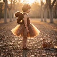 Squirrel Costume Dress Furry Ear Accents Squirrel cold Costume Cuddly Material Material Kids Clothing for Performance Wear