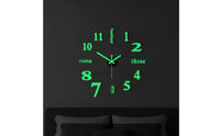 DIY Wall Clock Glow in the Dark Luminous Wall Clock Frameless 3D for Renters, Living Room, Bedroom