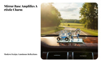 Good Luck Charm Horse and Lotus Car Perfume Dispenser Elegant Design Crystal Horse Pulling Lotus Cart Refillable for Home Decor, Office Desk