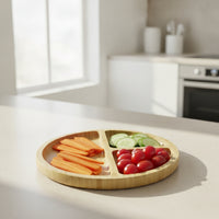 Natural Wood Bamboo Serving Board Versatile Divided Bamboo Platter Easy to Clean Serving Platter with Compartments Sturdy for Parties, Home Hosting