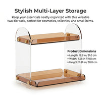 Cosmetics Organizer 2 Tier Acrylic, Stackable Makeup Holder for Vanity Table, Bathroom Organiser Storage and Skincare Display Box