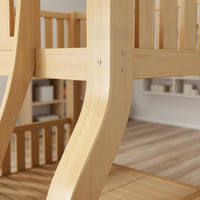 Solid Wood Bunk Bed with Shelf Multi-Versatile Twin over Twin Bunk Bed Frame Space Saving Bedroom Furniture for Teens, Dorm Room, Small Apartment