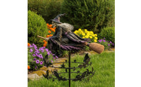 Halloween Kinetic Wind Rotator with Witch Rotating Witch Wind Rotator Spooky Yard Art Whimsical for Pathway