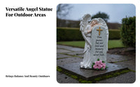 Memorial Cherub Tombstone Figurine Sympathy Gift Outdoor Decor Grave Marker Hand-Carved Design for Cemetery, Gravesite