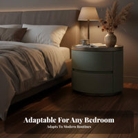 Luxury Design Round 2-Drawer End Table Modern Design Round Tiered Cabinet Space-Saving Nightstand Multipurpose for Homeowners, Apartment Dwellers, Students, Small Areas, Living Room, out of Stock Ice