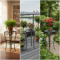 Cast Iron Plant Stand Ornate Plant Stand with Scrollwork Space-Saving for Garden