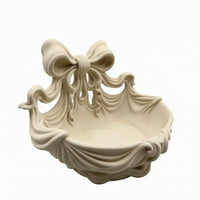 Ribbon-Style Sides Shell Jewelry Tray Layered Ridges Bow Jewelry Tray Smooth Curves Finger Holder Dish Open Round Interior