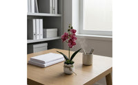 Scalloped Rim Potted Blossom Arrangement Textured Pot Artificial Blossom Plant Rope Bow Simulated Floral Display Indoor