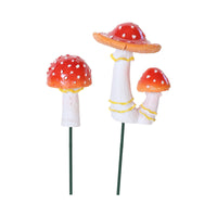 2 Pieces Resin Red Glowing Fungus Decor Weather-Resistant Luminescent Fungus Figurine for Outdoor, Patio