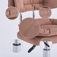 Height-Adjustable Swivel Vanity Chair Padded Swivel Stool with Backrest Cushioned Vanity Chair High-Density Foam for Makeup Room