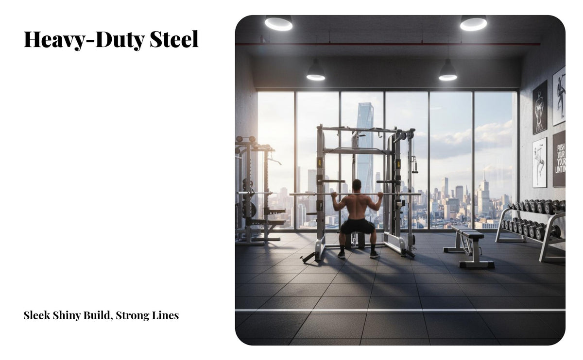 Complete Guided-Bar Machine Commercial Grade Comprehensive Training Machine Heavy-Duty Steel Frame Multi-Function Strength Rack