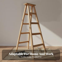 Solid Wood Folding Ladder Foldable Wooden V-Shaped Ladder Heavy Duty Climbing Aid for Construction Workers, DIY Enthusiasts, Warehouse, Garden