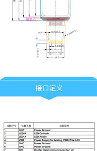 1.47寸TFT显示屏彩色高清IPS LCD裸屏焊172*320 SPI接口ST7789驱 焊接12PIN（京东方）