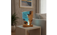 Sea Resin Night Light Hand-Crafted Diver Night Light Handmade Resin-Fused Hardwood Lamp for Divers, Bedside Table, Nightstand, Desk