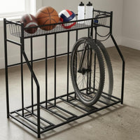 Two-Wheeler Storage Rack Top Mesh Shelf Bike Display Rack Vertical Bike Stand Hanging Hooks Adjustable Two-Wheeler Floor Stand