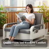 Foldable transformable Armchair Bed Multifunctional Design Armless Folding Chair Bed Space-Saving Lounge Seat Sturdy Frame for Apartment Dwellers, Guests, Students, Small Spaces, Living Room, Bedroom, Home Office
