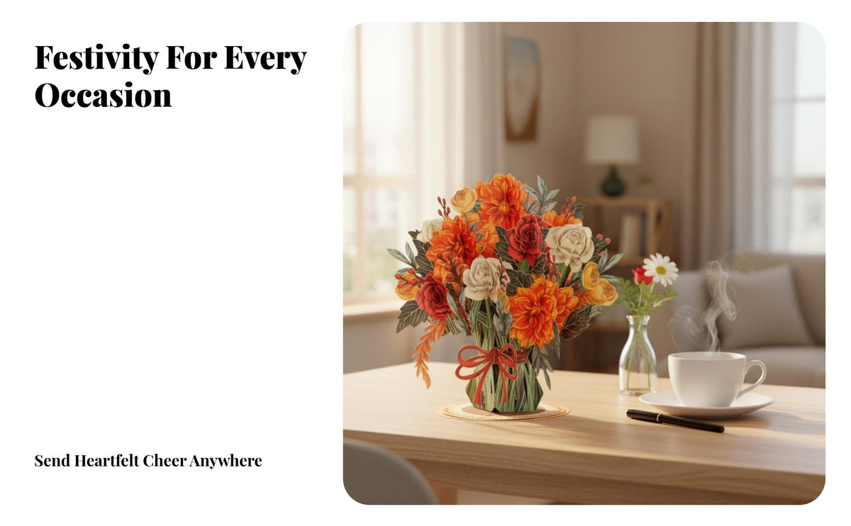 Long-Lasting Keepsake 3D Spring-up Card Intricate Design 3D Spring-up Flower Card Laser Cut Features for Family Members, Teachers