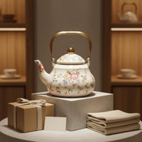Enamel Teapot European Design Vintage Enamel Tea Kettle Stovetop Water Boiler Long-Lasting Floral Pattern Teapot Easy to Clean
