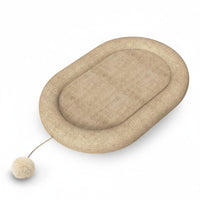 Padded Rim Oval Pet Scratching Board Recessed Center Jute Pet Scratcher Dangling Ball Toy Pet Furniture Low-Height