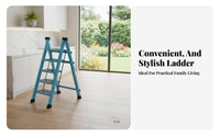 Foldable Folding Step Ladder Space Saving Portable Household Ladder Multi-Functional Lightweight Step Stool Anti-Slip Pedal for Homeowners, Seniors, DIY Enthusiasts, Indoor, Office, Garage, Closet