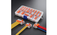 75 Pieces Wire Connector Assortment with Case Transparent 5 Conductor Connector Reusable Lever Wire Connectors for Junction Boxes, Lighting Projects